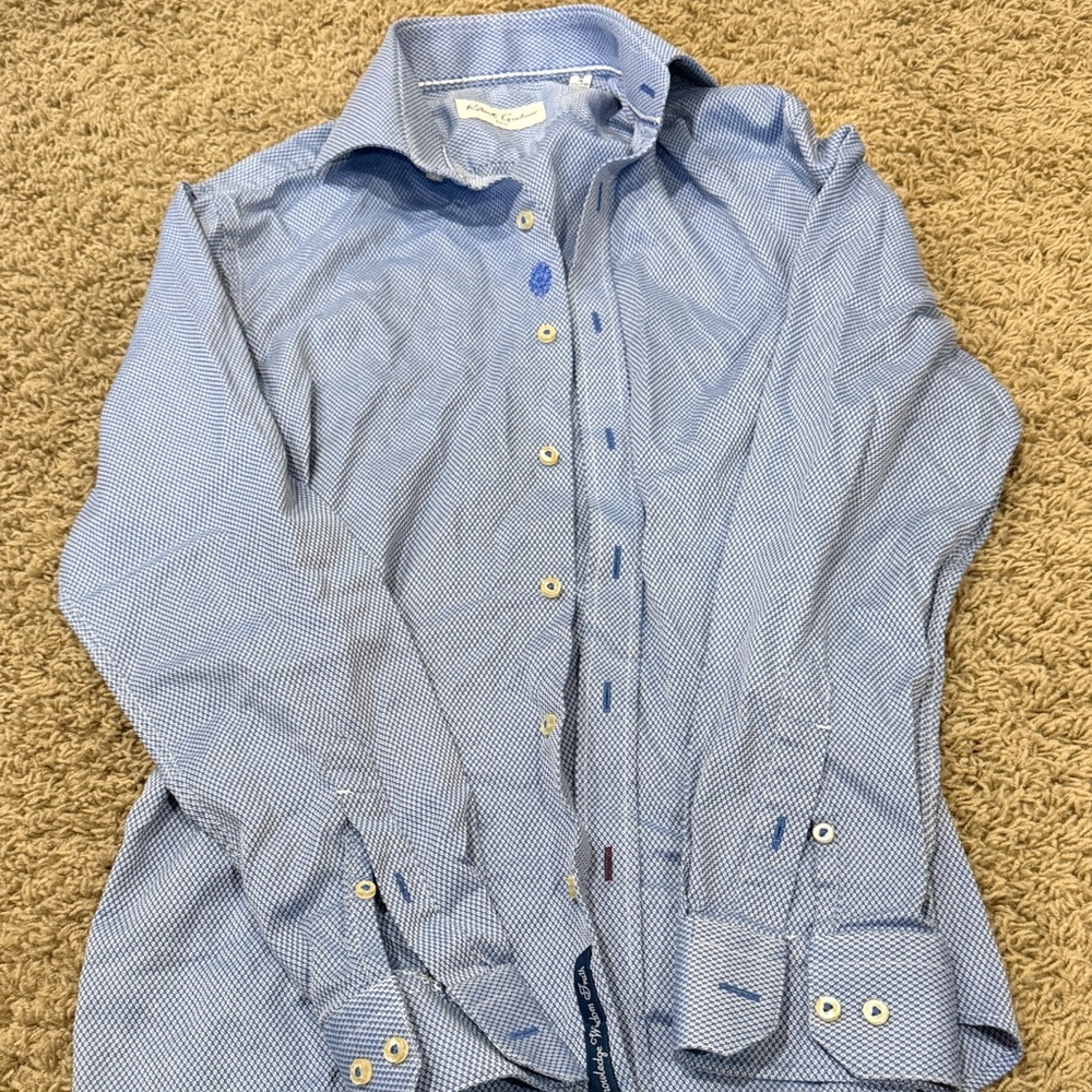 Robert Graham Blue Patterned Button Down Shirt
